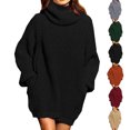 thumbnail image 2 of Vestido De Suéter, Vestido De Suéter De Punto Casual Adornos Agradables A La Piel Líneas Faciales Suave Para Interior Para Mujer ANGGREK Otros, 2 of 6