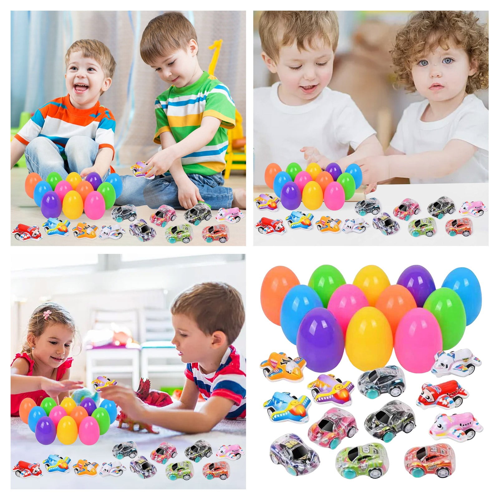 YWIYIUD 12 Pack Prefilled Easter Eggs with PullBack CarToys,Mini AnimalCars Easter Gifts Cute Easter Gifts BasketStuffers Easter Egg Fillers for EggHunting Holiday School Classroom PartyFavors