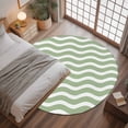 thumbnail image 3 of Sage Green Stripe Round Rugs 4ft, Farmhouse Striped Modern Waves Moires Non Slip Washable Rug Runner, Low Pile Indoor Floor Carpet Mat Bathroom Rugs for Living Room, Bedroom, Kids Room, 3 of 9
