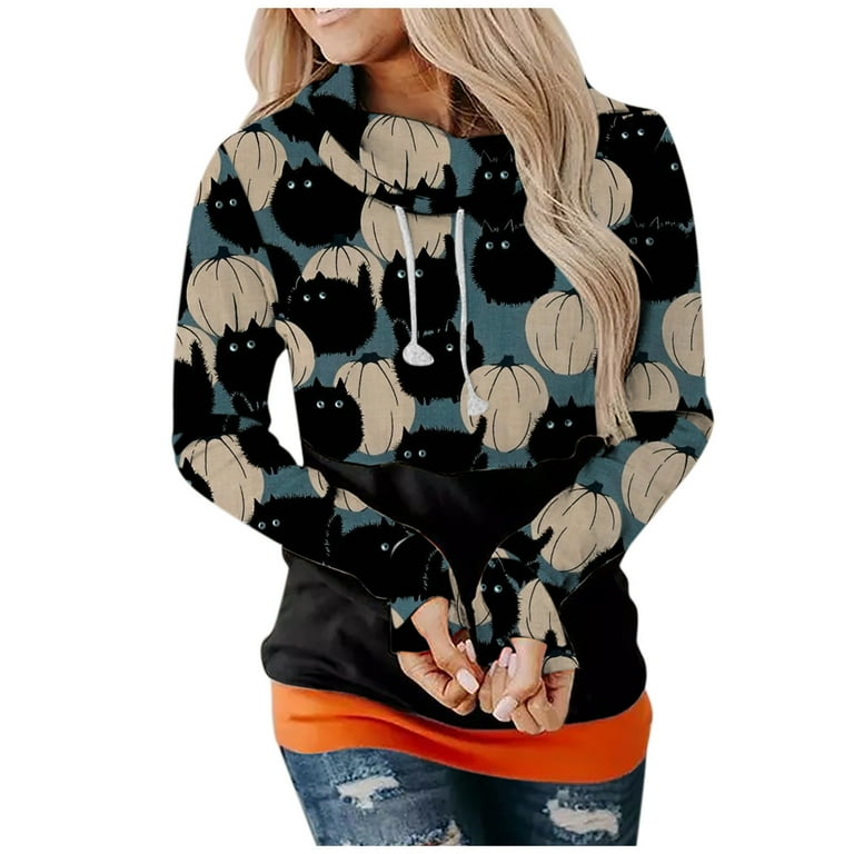 HSMQHJWE Jockey Sweatshirt Women Womens Sweatshirt Women Long Sleeve Sweatshirt Print Shirt Loose Pullover Top Blouse Tee Toddler Gift