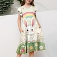 thumbnail image 2 of Girl Dress Easter Bunny Rabbit Graphic Beach Dress Cute Fly Sleeve Crewneck Casual A Line Dresses Size 4-15, 2 of 5