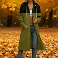 thumbnail image 2 of Long Jackets for Women, Full-zip Hooded Colorblock Long Sweatshirt Coat with Pockets Casual Womens Fall Outerwear (XL, Green), 2 of 6