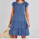 thumbnail image 1 of Puntoco Vestido De Manga Corta De Verano De Color Sólido Para Mujer Azul L,Regalos Para Mujer Joven, 1 of 9