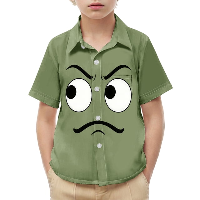 Blusa y camisa de manga corta con cuello vuelto para niños y niñas, moda, estampado bonito con bolsillo, camisa informal de manga corta para niño.
