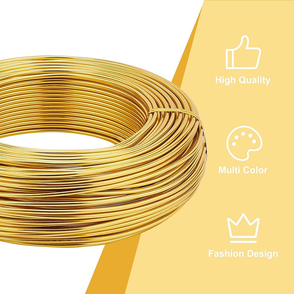 500gs 12 Gauge(2mm) golden Aluminum Wire 180 Feet(55m) Bendable Metal Sculpting Wire for Bonsai Trees Floral Arts Crafts Making