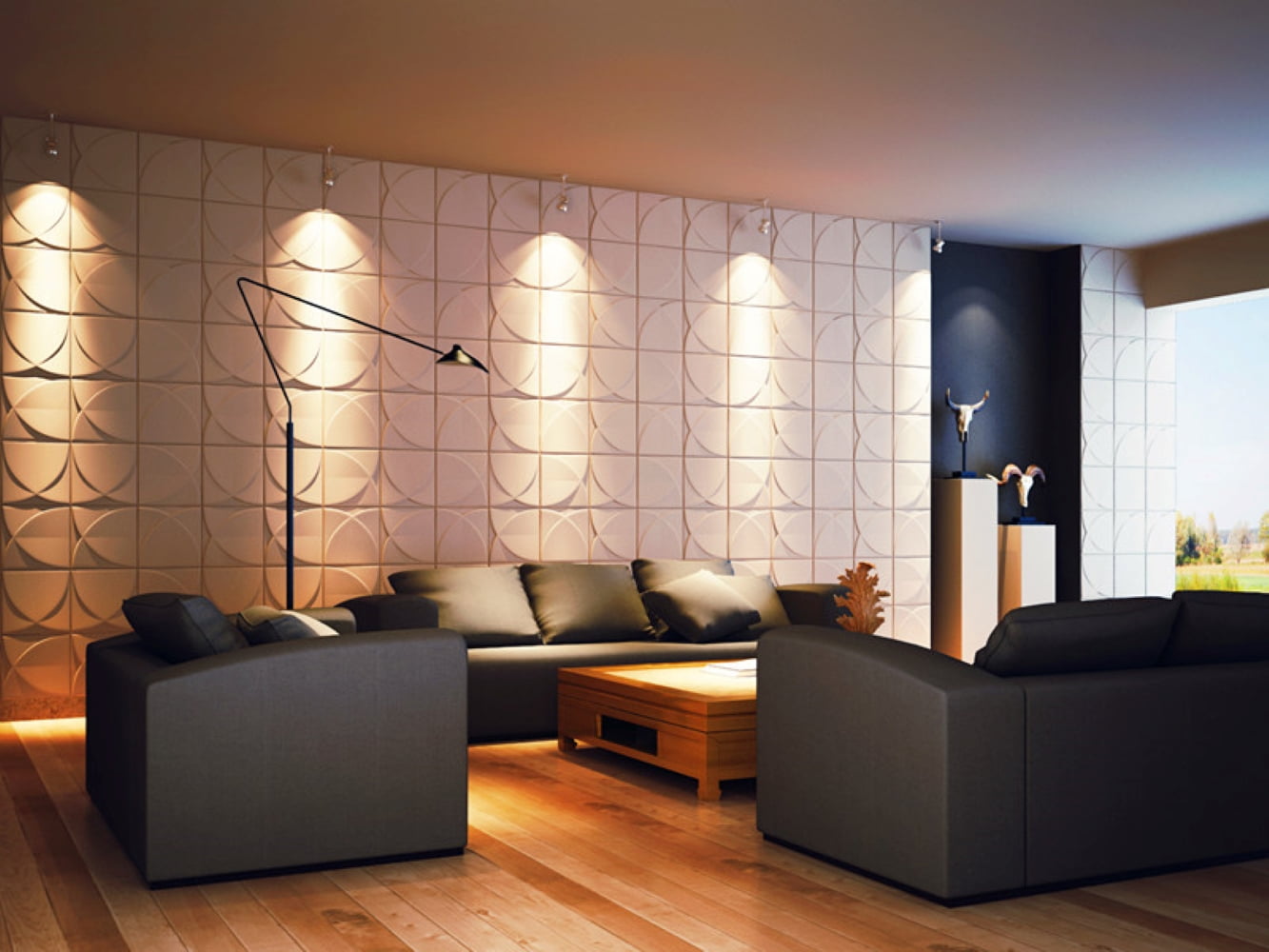 Art3d 33-Pack 11.8 in. x 11.8 in. hyperbola 3D Wall Panels (32 Sq.ft)