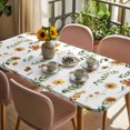 thumbnail image 3 of Yellow Spring Floral Table Cloths for 4 Foot Rectangle Tables, Flowers Leaves Elegant Pastoral Patio Waterproof Elastic Fitted Tablecloths, Washable Rectangular Table Cover for Camping, 3 of 8