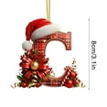 thumbnail image 1 of Christmas Tree Ornaments 2D Acrylic Monogram Pendants With Santa Hat 26 Letters Hanging Decorations For DIY Crafts And Home Decor, 1 of 5