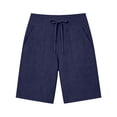 thumbnail image 3 of Womens Shorts 2062 JIANLAI Cotton Linen Knee Length High Waisted Baggy Shorts with Pockets Summer Casual Lounge Outfits (S-3XL) Blue, 3 of 9