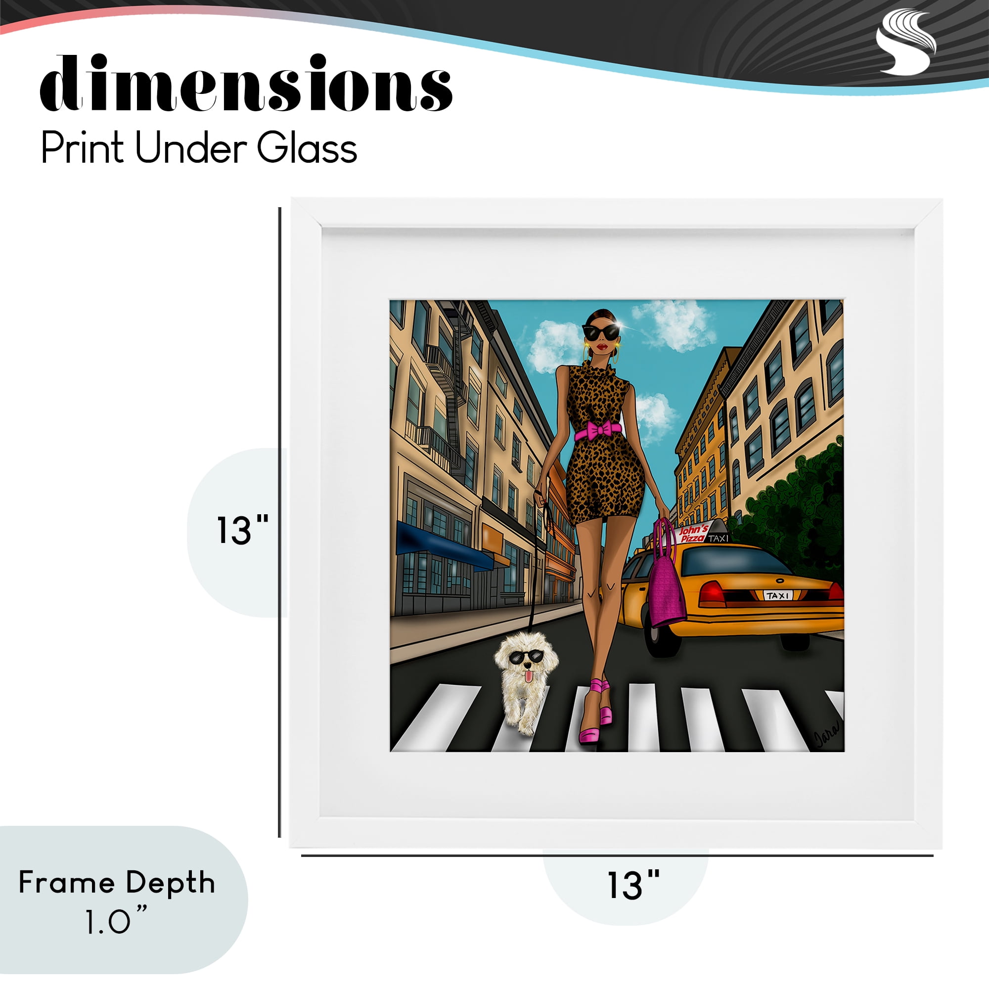 Stupell Industries Fashion Girl in Big City White Framed Print Under Glass, design by Tara Boone