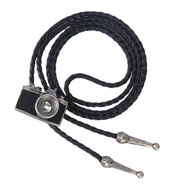Bolo Tie Jinwen Cámara Colgante Vaquero Occidental Joyería Antigua Plata Antigua