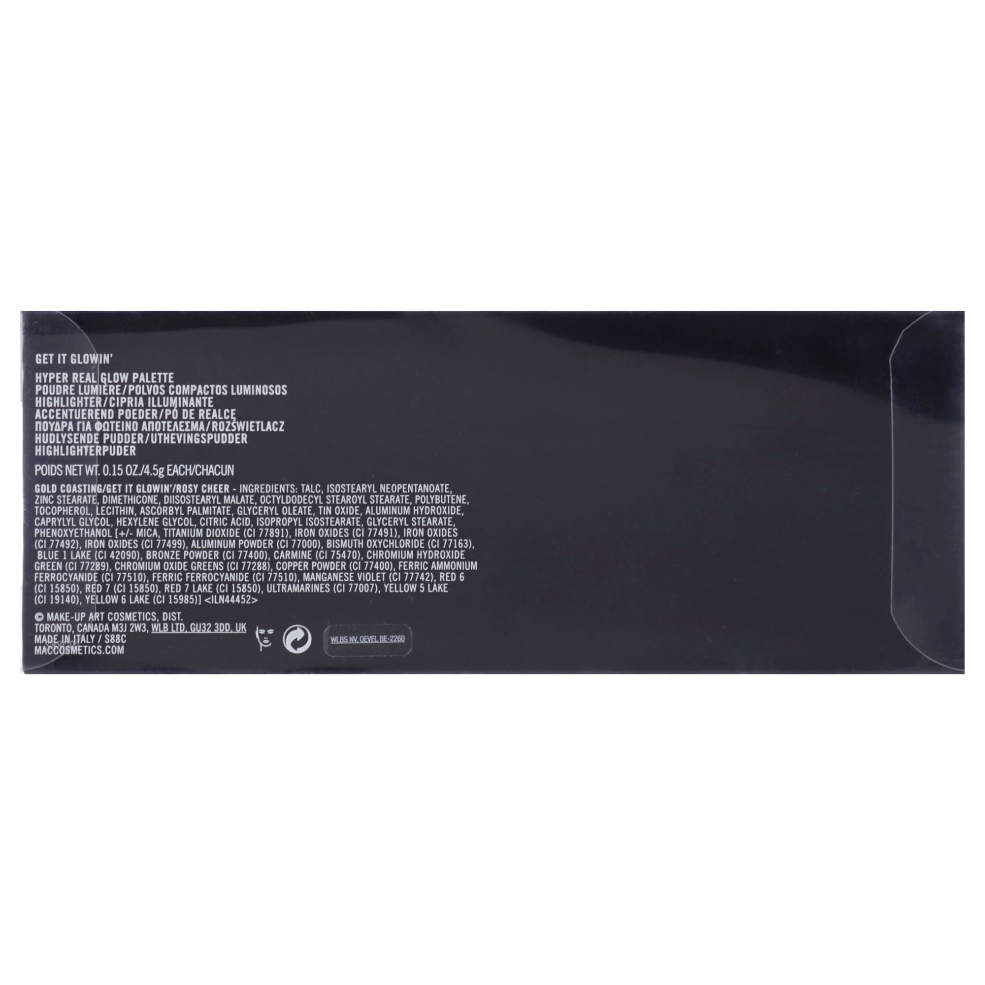 MAC COSMETICS COLOR PALETTE 0.15 OZ MAC COSMETICS/HYPER REAL GLOW PALETTE / GET IT GLOWIN’ 0.15 OZ (4.5 ML) 3 HIGHLIGHT SHADES GOLD FONT