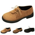 thumbnail image 2 of XIMIN Women's Lace-Up Suede Classic Solid Color Closed Toe Low-Heeled Business Chunky Oxford Shoes Retro Pointed Toe Comfort Lined Non-Slip Dress Derby Shoes, 2 of 8