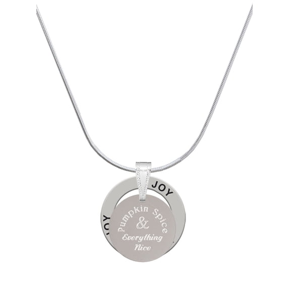 Delight Jewelry Stainless Steel Pumpkin Spice and Everything Nice Disc - Joy Ring Charm Necklace, 18"