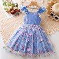 thumbnail image 2 of Rggeeun Girls Dresses Floral Embroidered Mesh Party Dress With Flutter Sleeves And Straps Toddler Kids Soft Casual O-Neck Sundress, 2 of 9