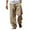 Khaki, variant on Admvng Linen Pants Men Solid Color Elastic Waist Drawstring Breathable Loose Beach Trousers with Zipper M-3XL