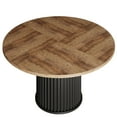 thumbnail image 7 of Tribesigns  Round Conference Table, 47-Inch Wooden Meeting Table for 4-6 People with Sturdy Metal Base for Conference Room, Black, 7 of 7