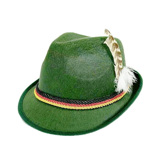 German Bavarian Oktoberfest Wool Beret with Decorative Feather for Stage Performances and Parties