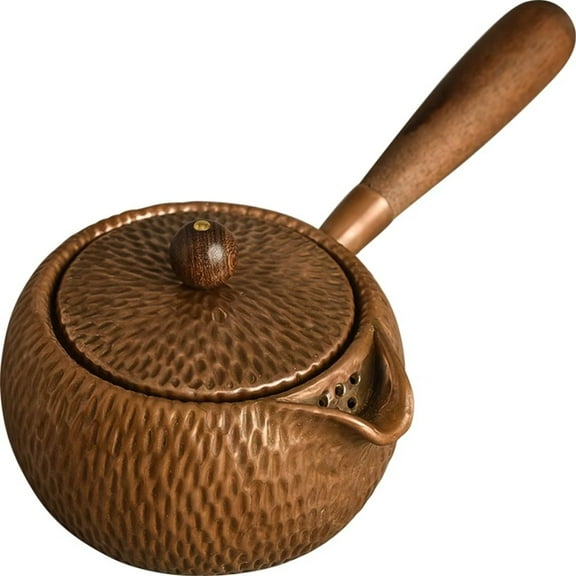 Geiomoo Hammered Pure Copper Teapot, Stovetop Tea Pot with Sandalwood Handle, Handamde Boiling Kettle