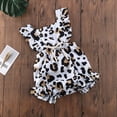 thumbnail image 3 of Infant Newborn Baby Girls Summer Sleeveless Leopard Ruffle Romper Bodysuit Clothes 0-18M, 3 of 5