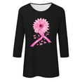 thumbnail image 4 of Alkepwun Womens Breast Cancer Awareness T Shirts Sunflower Pink Ribbon Graphic Tees Cancer Survivor 3/4 Sleeve Tee Tops, 4 of 4
