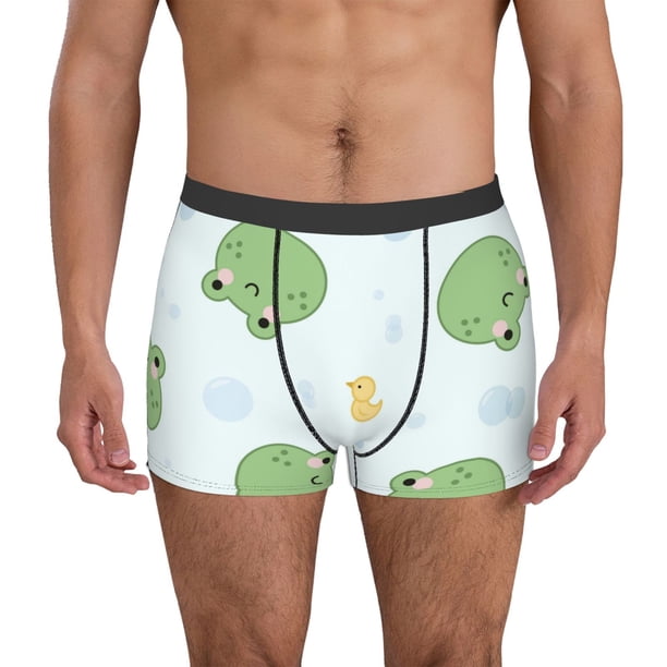 Balery Kawaii Frogs Calzoncillos bóxer para hombre, ropa interior de algodón suave y transpirable con cinturilla de nailon-Large