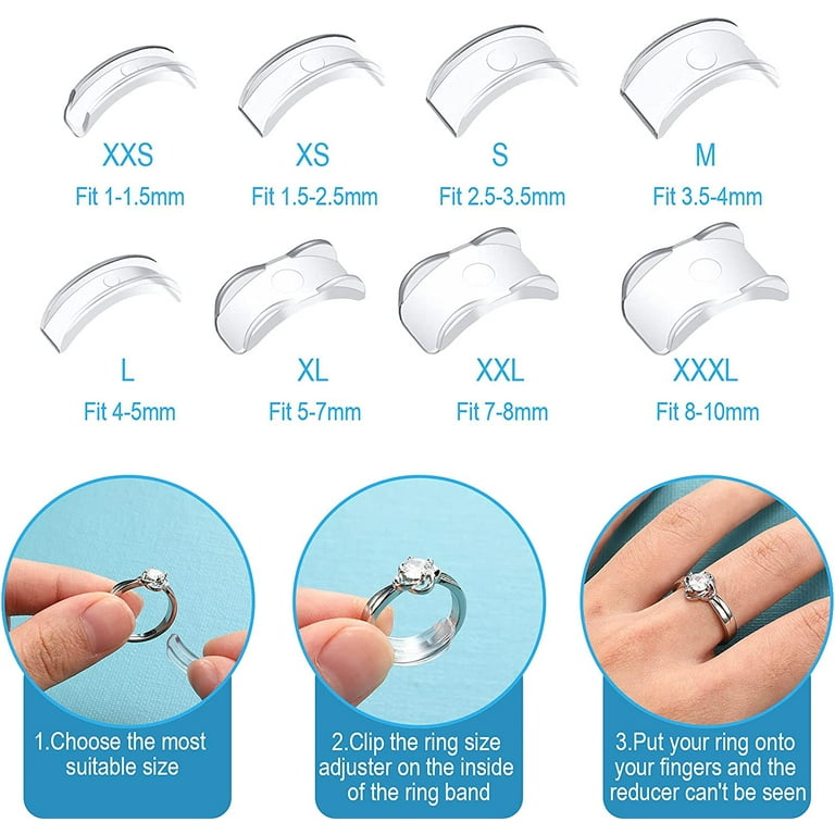 Ring Size Adjusters, 2 Sizes Ring Guard, Ring Sizer For Loose Rings (10pcs,  White)