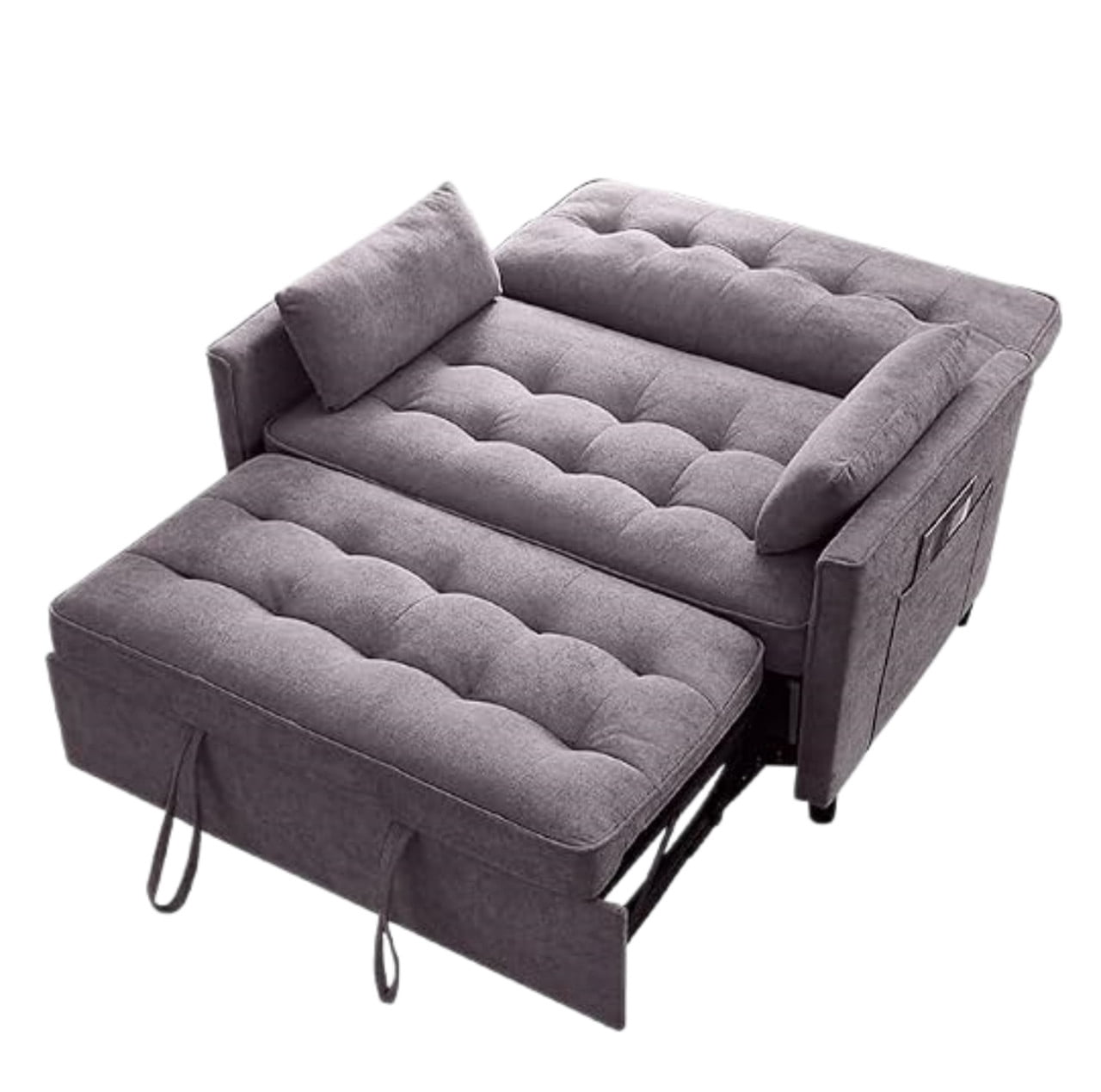 3-in-1 Convertible Sofa Bed with USB Charging Ports, Pull-Out Sleeper Sofa with Adjustable Backrest and Side Pocket, Compact Loveseat Couch for Living Room, Apartment, Dorm