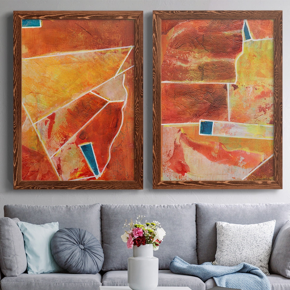 Primary Connection III - Premium Framed Canvas 2 Piece Set - Ready to Hang