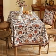 thumbnail image 3 of Designer Blue Tablecloth for Rectangle Tables,Vintage Linen with Leaves and Flowers Pattern Tablecloths,Farmhouse Floral Table Cover Cloth Decor for Kitchen Dining Christmas,55"*71", 3 of 6