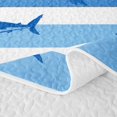 thumbnail image 5 of meiyoeat Blue Stripe Ocean Shark Silhouette Quilt King for Men Women Boys, Coastal Sea Wildlife King Coverlet Set, Blue White, 3pcs, 1 Comforter and 2 Pillowcases, 5 of 7