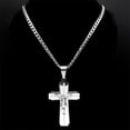 thumbnail image 2 of Jesus Cross Necklace Women 14K White Gold Chain for Men Silver Color Crucifix Religious Necklaces Jewelry Cruz collar, 2 of 5