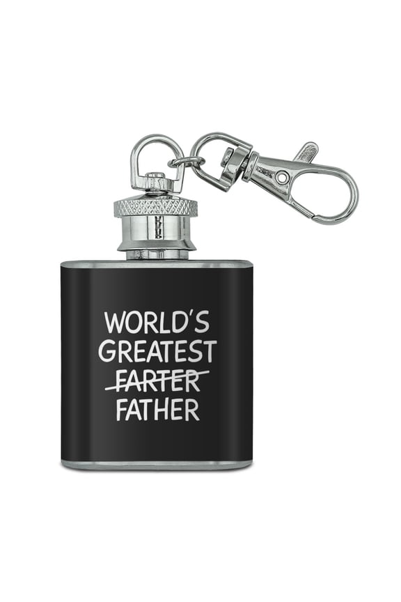 World's Great Farter Father Stainless Steel 1oz Mini Flask Key Chain