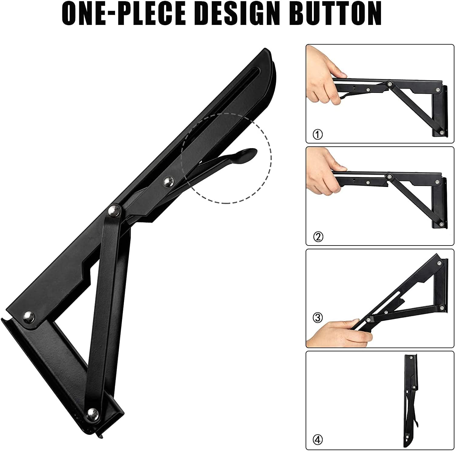 2 Pcs 16" Heavy Duty Metal Collapsible Shelf Bracket Wall Mounted Folding Brackets for Fold Down Table Shelves Space Saving（Max Load: 132 lb）