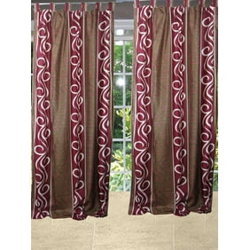 Mogul Maroon Curtains Tab Top Drape Panels Pair Window Treatment