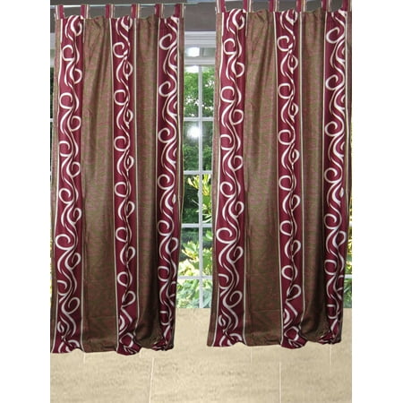 - Mogul Two Window Curtains Pair Panels Southwestern Style Tab Top Window Treatments (84x48)