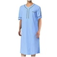 thumbnail image 2 of Xysaqa Men's Nightshirt Front Pocket Summer Short Sleeve Pajamas Lightweight Cotton Comfy Henley Sleep Shirt Loose Fitted Night Gown for Men S-3XL, 2 of 6