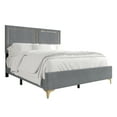 thumbnail image 4 of Castle Place Glam Velvet Upholstered King Bed, Light Grey, 4 of 8