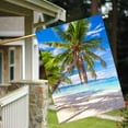 thumbnail image 3 of Tropical Beach Ocean Sea Palm Tree Summer Blue Landscape House Flag 28" x 40" Double Sided Polyester Welcome Yard Garden Flag Banners for Patio Lawn Home Outdoor Decor, 3 of 4
