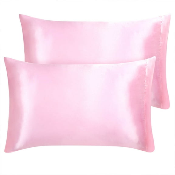 Unique Bargains Satin Pillowcases Silky Covers Pink 20"x60"