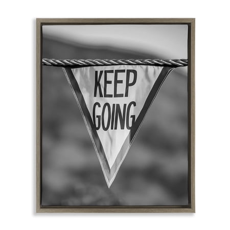Stupell Industries Keep Going Pennant Text & Numbers Photography Brown Floater Framed Canvas Art Print Wall Art 17 x 21