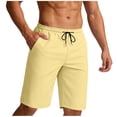 thumbnail image 3 of Sookity Mens Beach Shorts Summer Casual Board Shorts Sports Loose Fit Hiking Shorts Swim Trunks Lightweight Lounge Pants with Pockets Yellow,S, 3 of 8