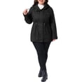 thumbnail image 2 of Agnes Orinda Women's Plus Size Hooded Anorak Jacket Utility Parka Zip Snap Drawstring Waist Windbreaker Coat with Pockets 1X Black, 2 of 6