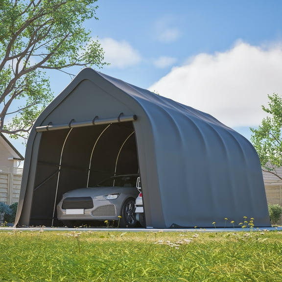 LZBEITEM Carports 13x20 ft Heavy Duty Car Canopy Garage with Removable Doors Galvanized Frame Portable Carport Canopy Outdoor Storage Shelter with All-Season Tarp for Car Boat Truck
