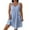 Blue, variant on Women's Summer Striped Dress Eyelet Straps, V Neck, Sleeveless, Pocket Design, Made of 95% Polyester 5% Elastane, for Casual Daily Wear