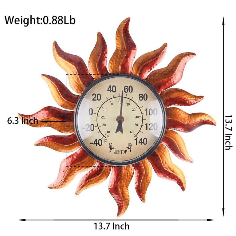 Indoor Outdoor Thermometer Hygrometer Large Wall Decor, Outdoor  Thermometers for Patio Garden, Waterproof No Battery Needed Wall-Mounted