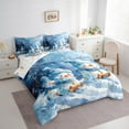 thumbnail image 3 of Feelyou Kawaii Snowman Bedding Comforter Set 7pcs, Winter Festival Queen Bedding Sets, Cartoon Christmas Reversible Queen Sheet Sets, Lightweight Room Decor, 3 of 7