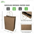 [100 PACK] Large Brown Kraft Paper Bags with Handles, Shopping, Gift