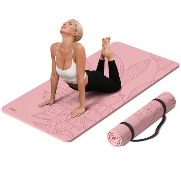 4W Wide Yoga Mat, Extra Large 35" x 72" Pink Yoga Matt, 10mm Thick Non Slip Mat, TPE Tear-Resistant Exercise Pink Mats for Home Workouts (Pink)