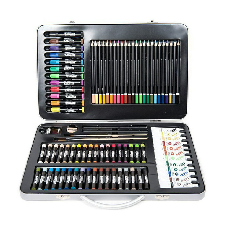 Mont Marte 90 Pieces Studio Mixed Media Art Painting Set Studio Essentials  Colouring Pencils Tip Markers